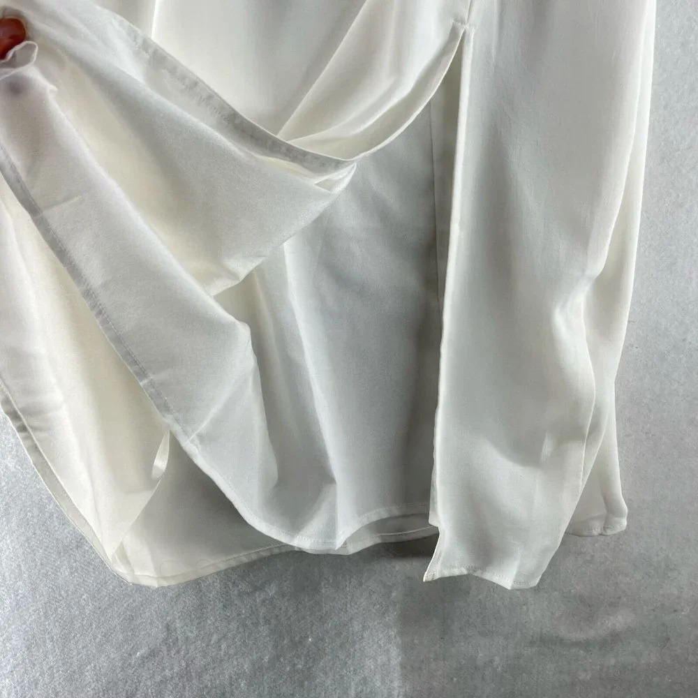 Nasty Gal Slip Dress Size 10 Woven Button Down Broiderie Panel Side Slit White - Picture 5 of 15